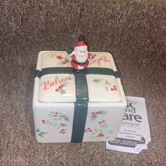 🎄 🍪🎄NWT Pfaltzgraff Winterbury Santa Cookie or Treat Jar - Picture 7 of 14